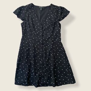 Aqua Heart Short-Sleeve V-Neck Button Mini Dress